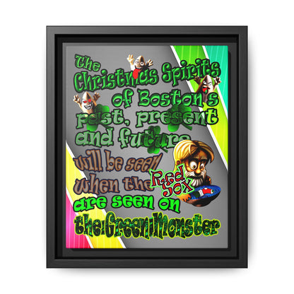 christmas spirits of boston - framed canvas art (rainbow split)
