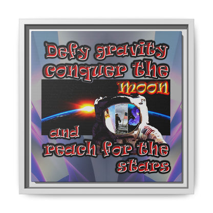 defy conquer reach - framed canvas art (grey-pink wave)