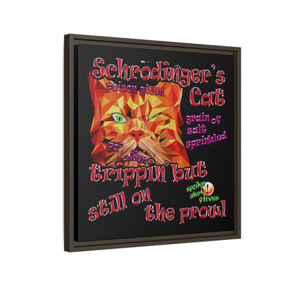 schrodinger's cat - framed canvas art (black)