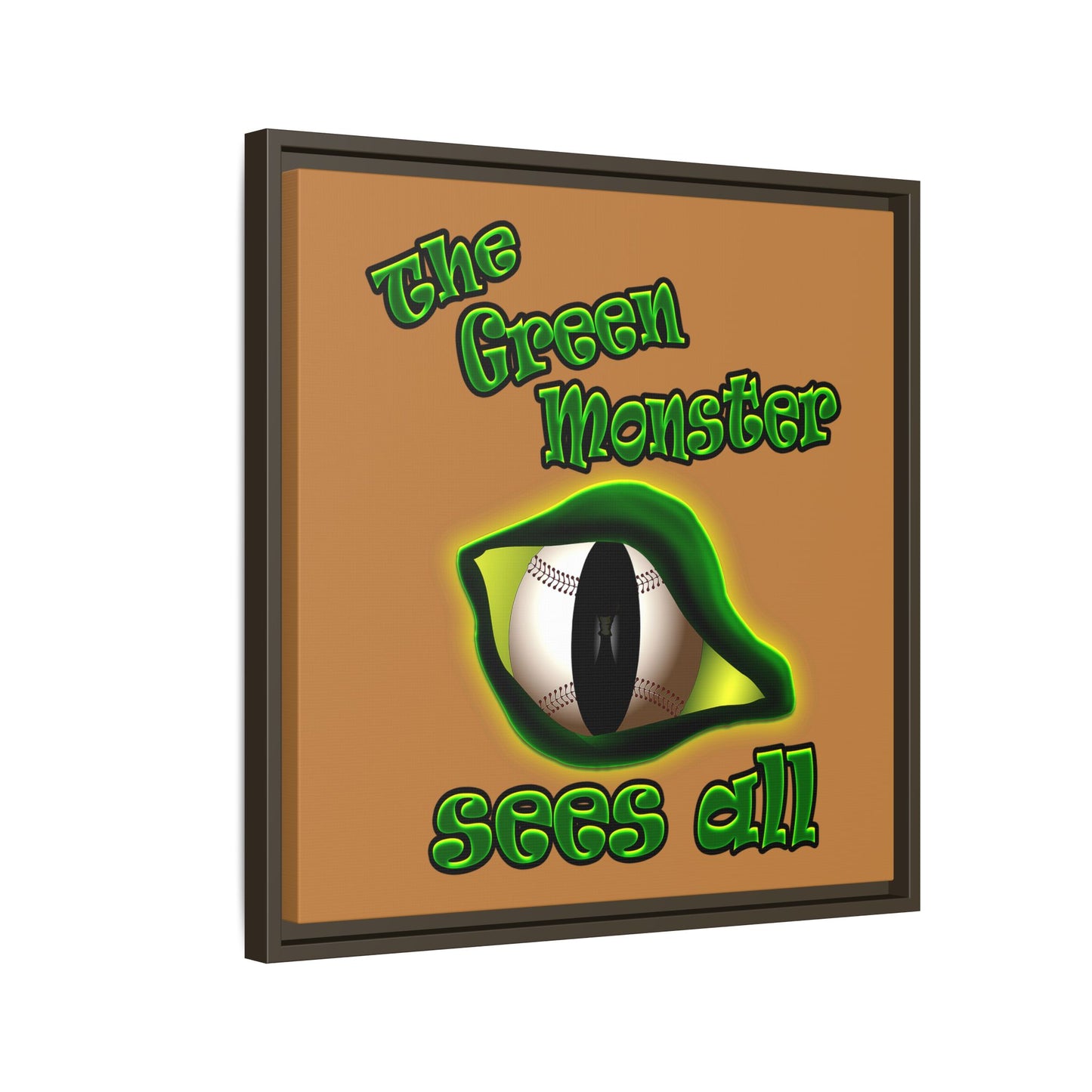 green monster - framed canvas art (light brown)