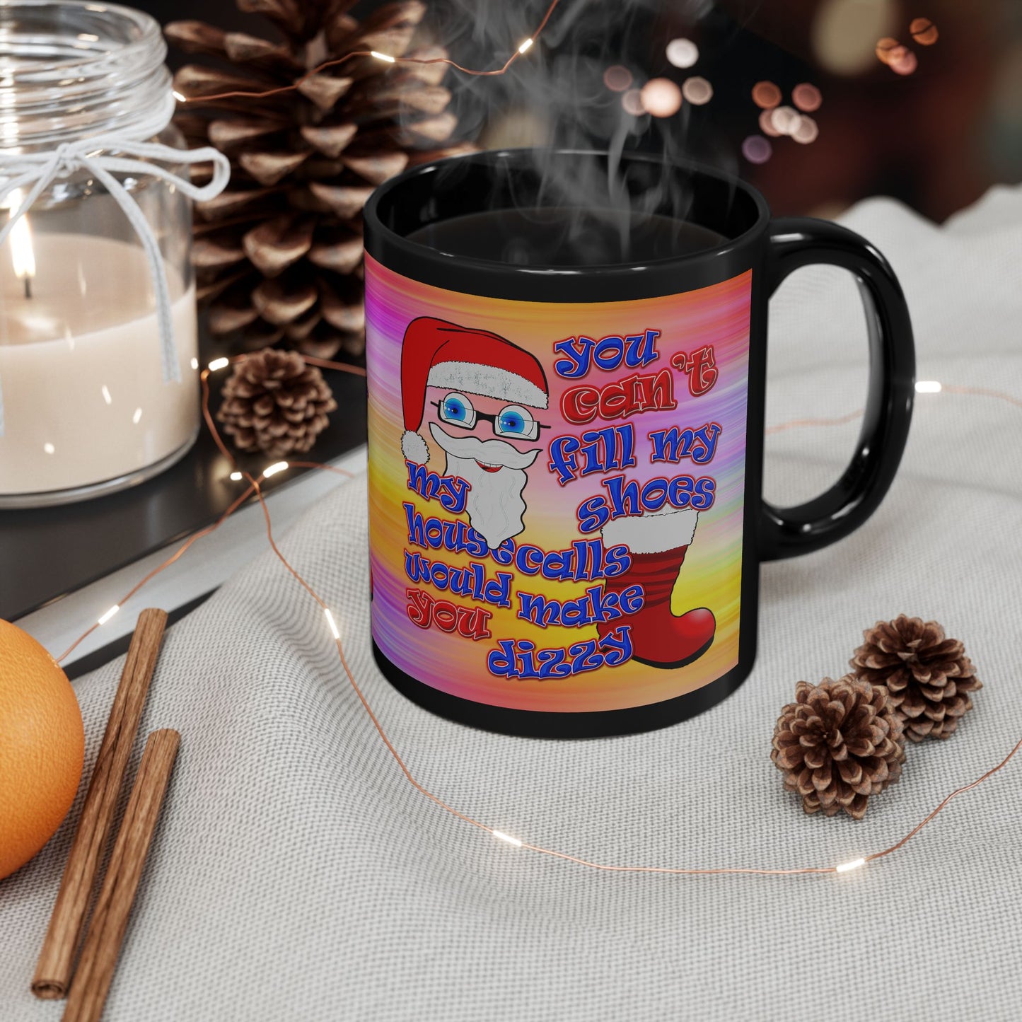 santa's shoes - Black Mug (color blur)
