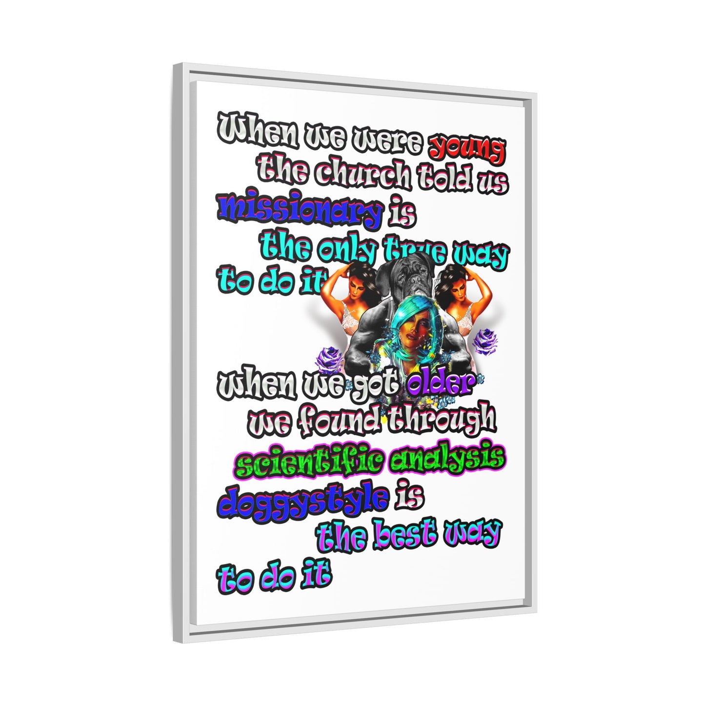 doggystyle - framed canvas art (white)