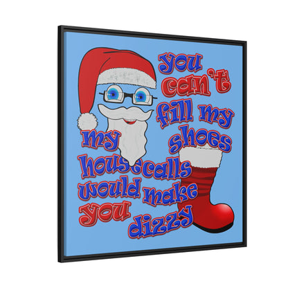 santa's shoes - framed canvas art (light blue)