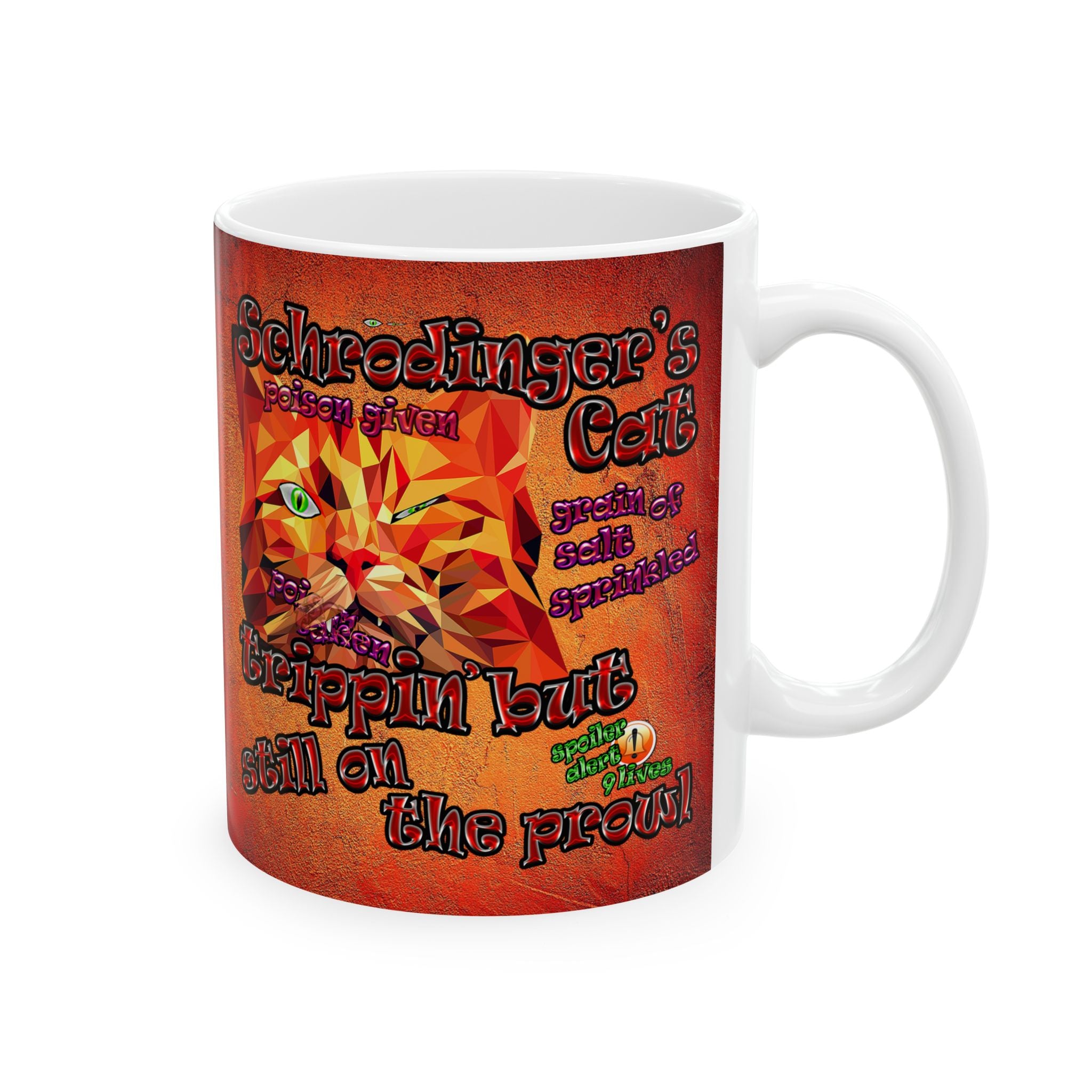 schrodinger's cat - White Mug (burnt orange)