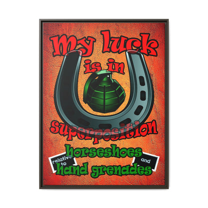 my luck - framed canvas art (burnt orange)