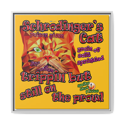 schrodinger's cat - framed canvas art (yellow)