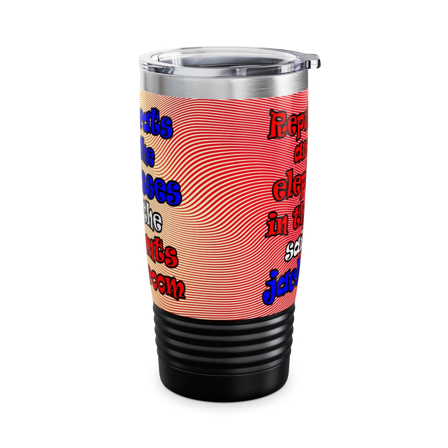 donkeys and elephants - Ringneck Tumbler, 20oz (yellow-orange wave)