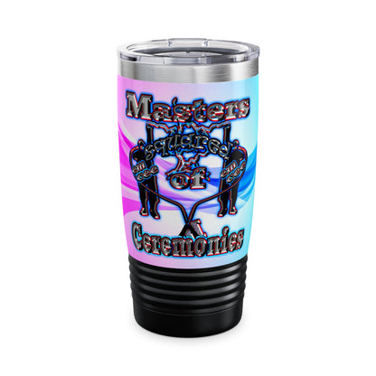 em cee squared - Ringneck Tumbler, 20oz (light blue-pink wave)