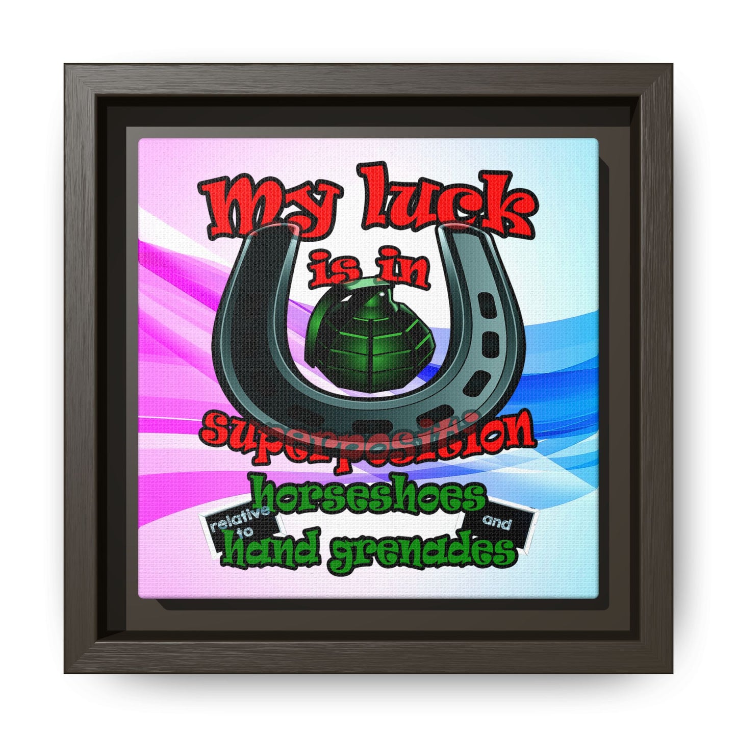 my luck - framed canvas art (light blue-pink wave)