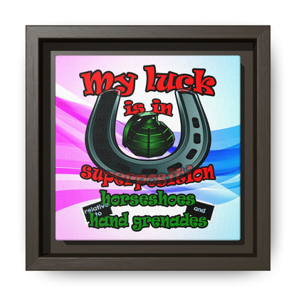 my luck - framed canvas art (light blue-pink wave)
