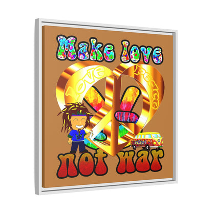 love peace - framed canvas art (light brown)