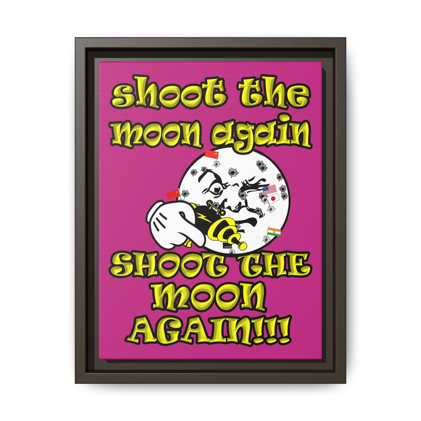 shoot the moon again - framed canvas art (pink)