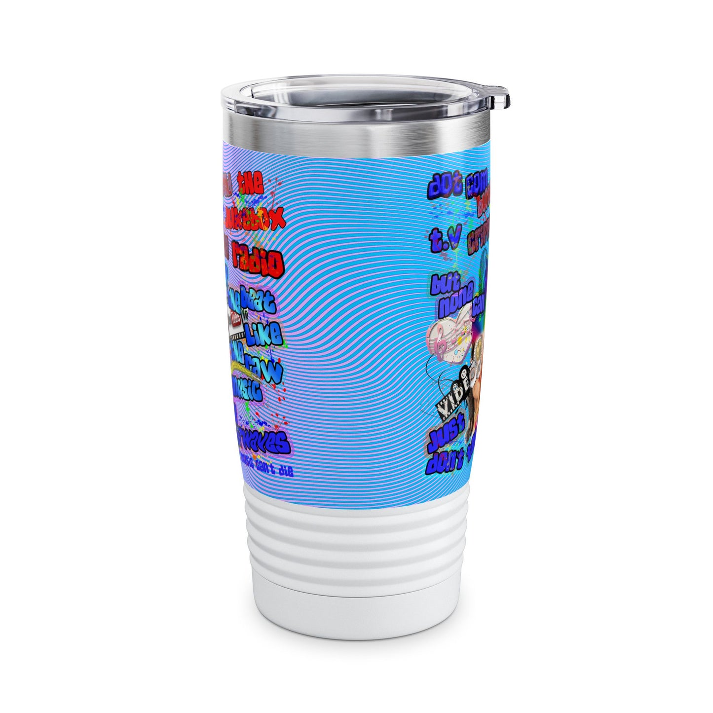 drop the beat - Ringneck Tumbler, 20oz  (light blue-purple wave)
