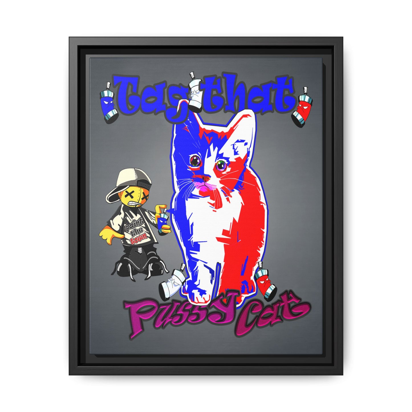 tag that - framed canvas art (grey-light grey)