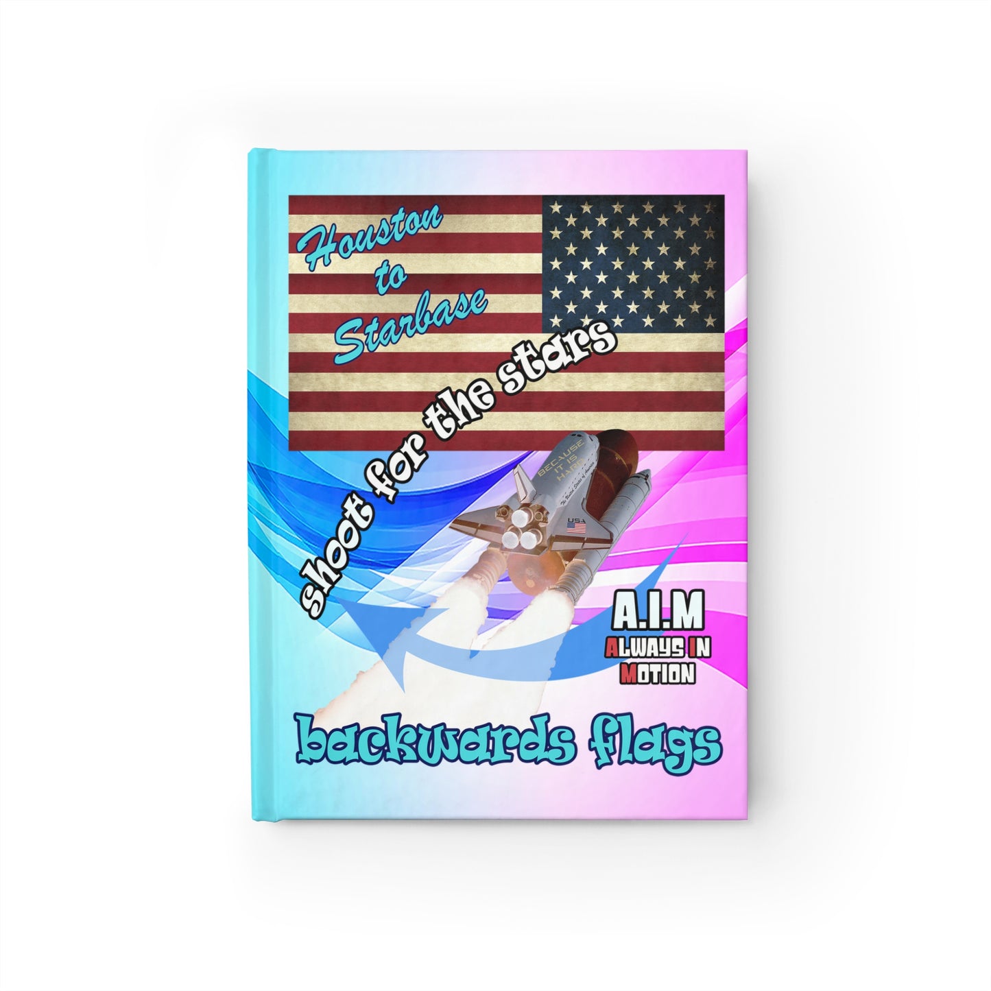 shoot for the stars - journal-blank (light blue-pink wave)
