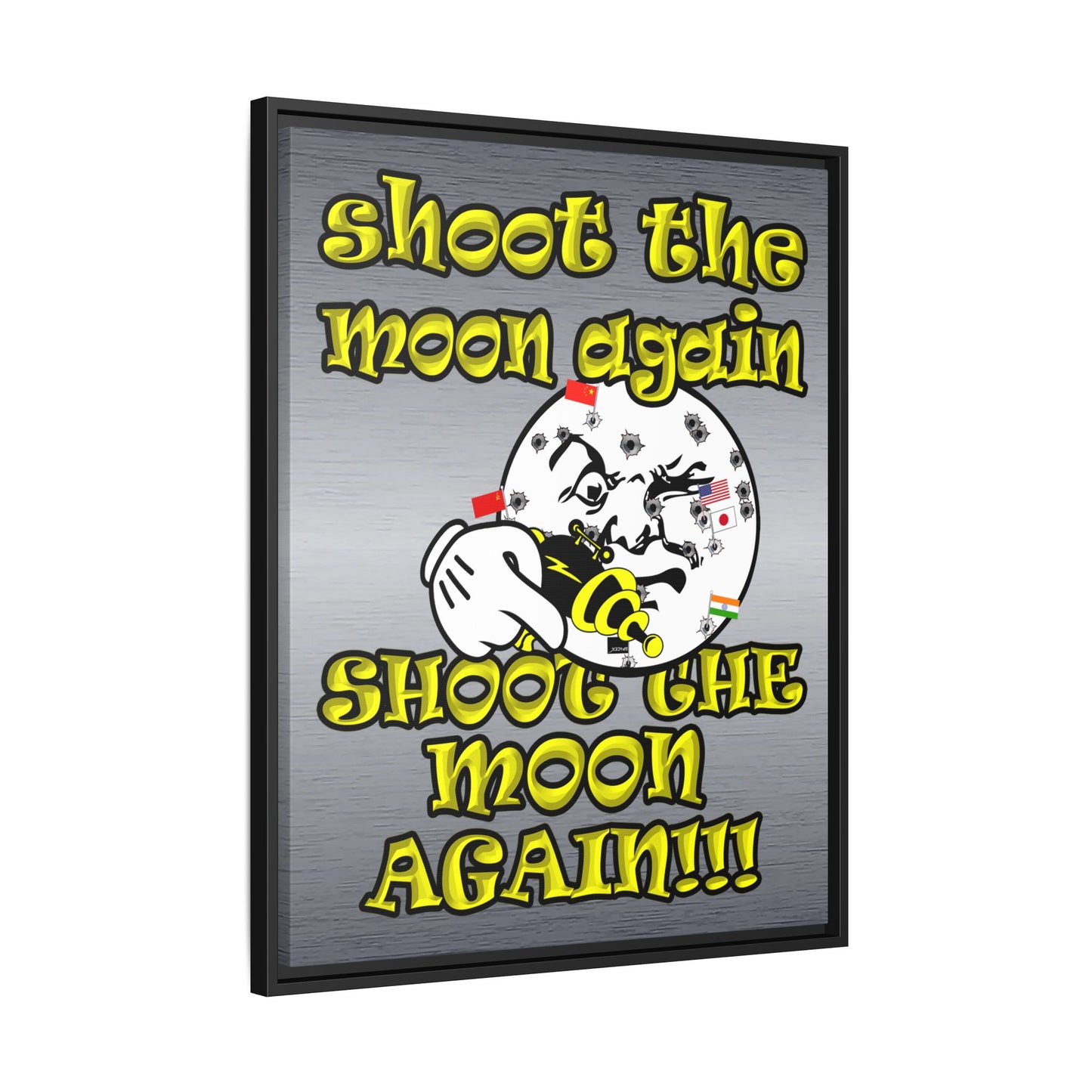 shoot the moon again - framed canvas art (brushed nickel)