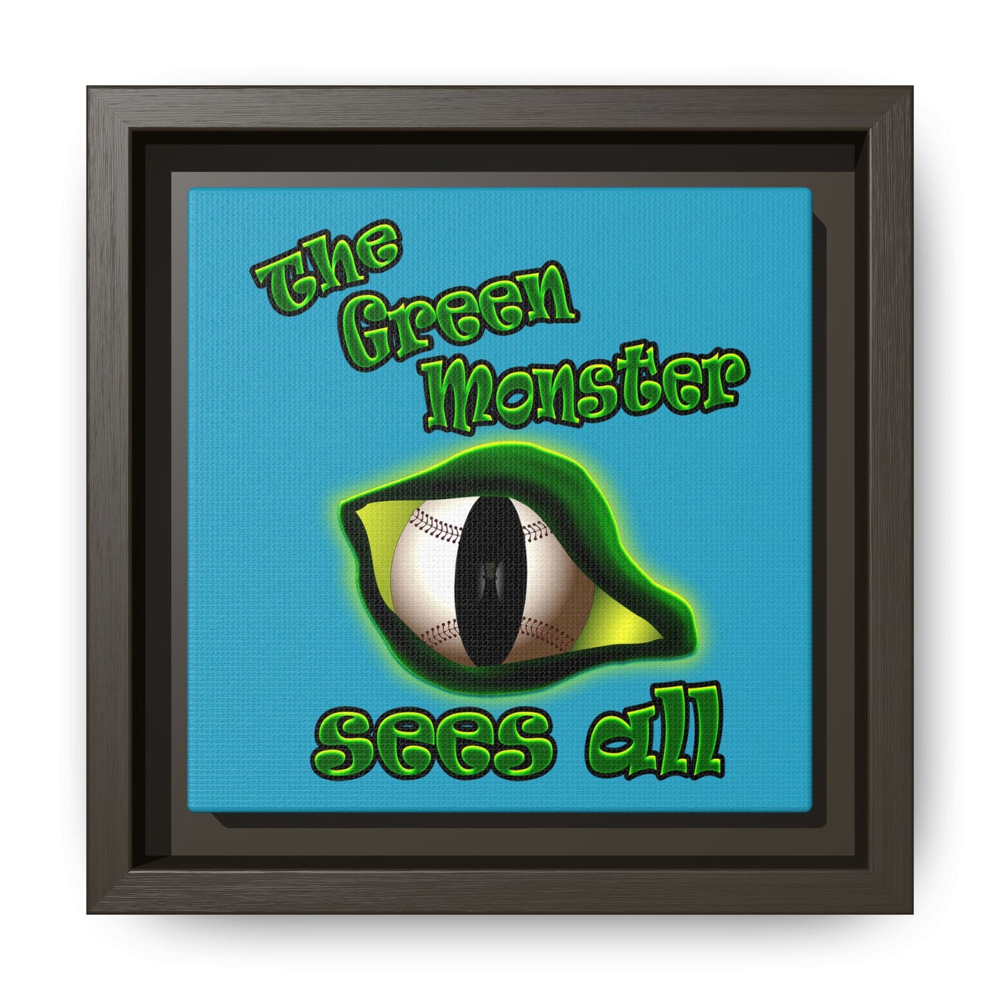 green monster - framed canvas art (turquoise)