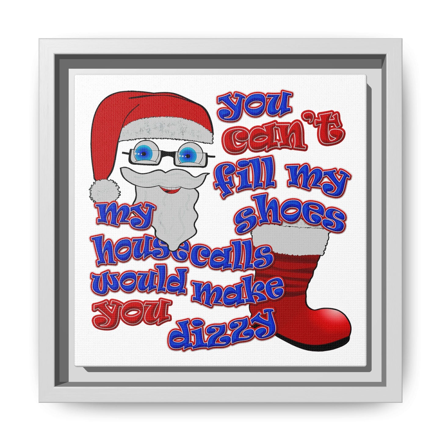 santa's shoes - framed canvas art (white)