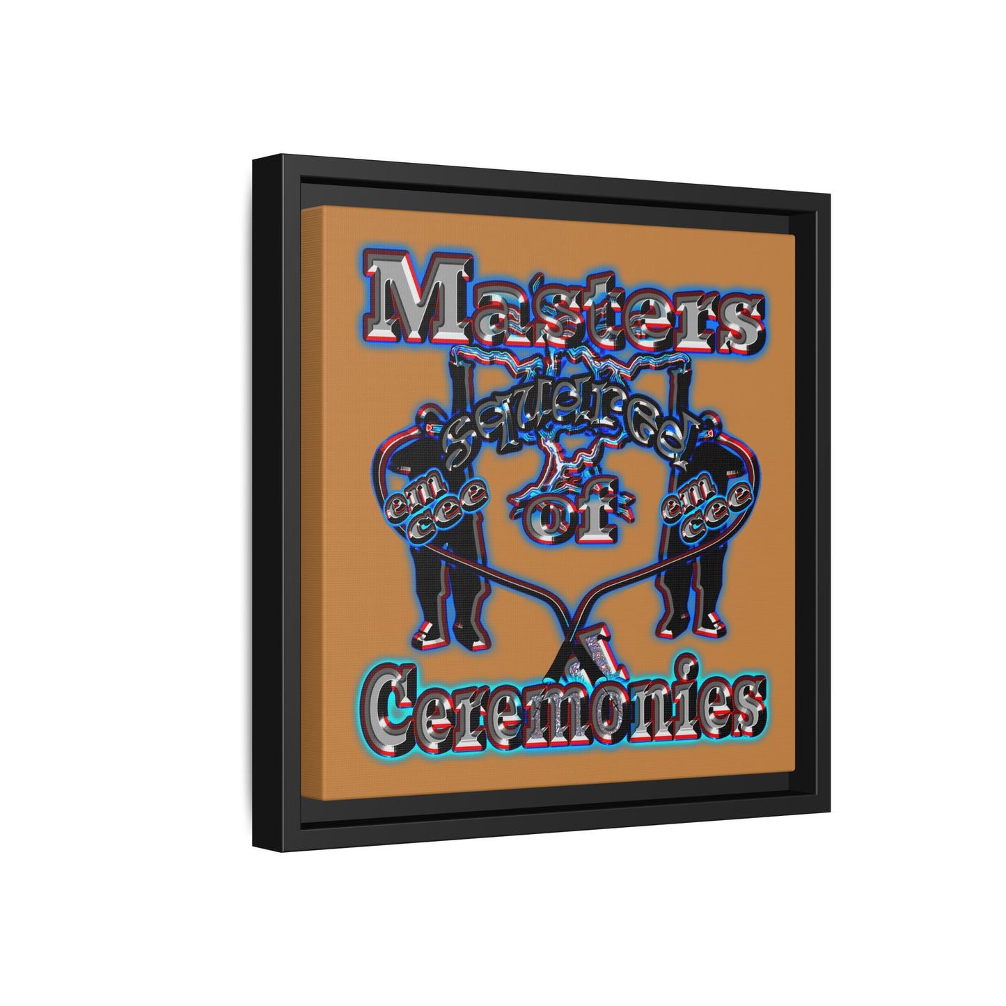 em cee squared - framed canvas art (light brown)