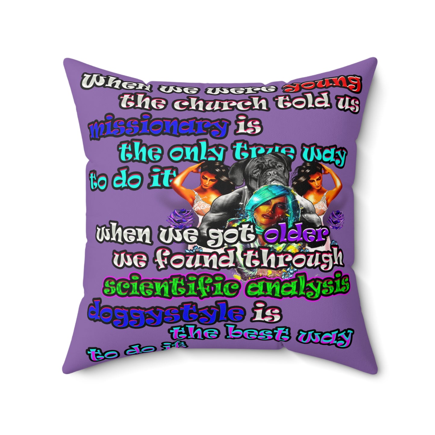 doggystyle - Faux Suede Square Pillow - (light purple)