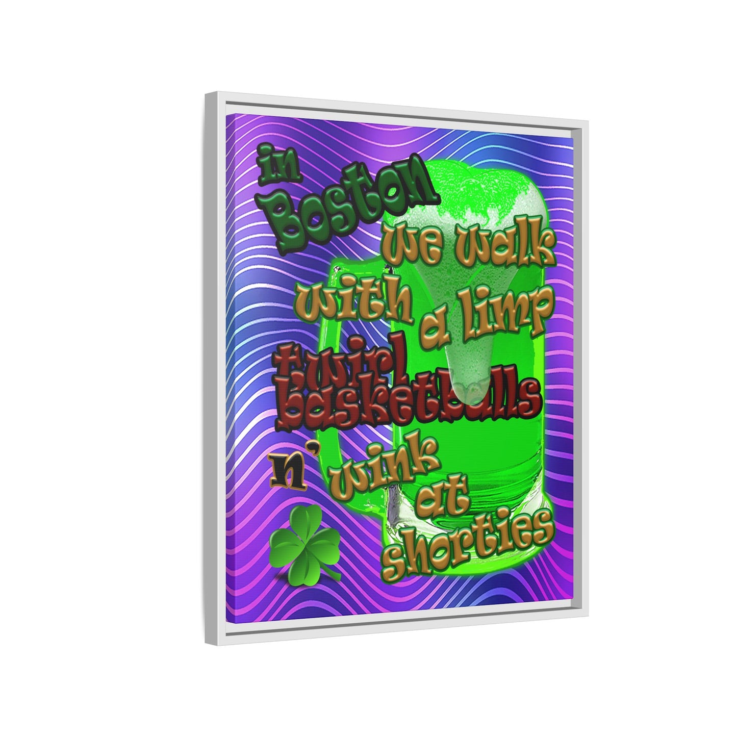 celtics logo - framed canvas art (purple wave)