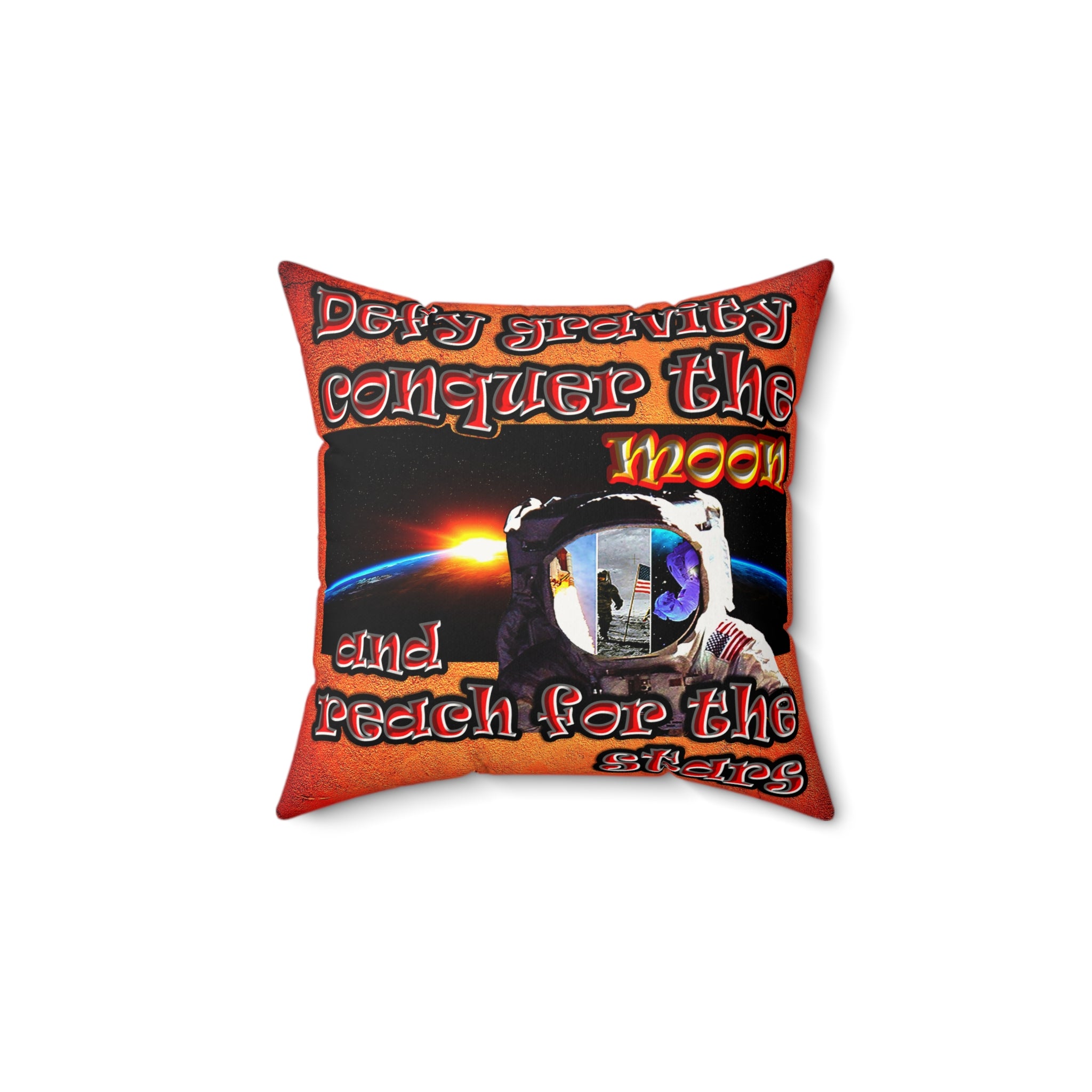 defy conquer reach - Faux Suede Square Pillow - (burnt orange)