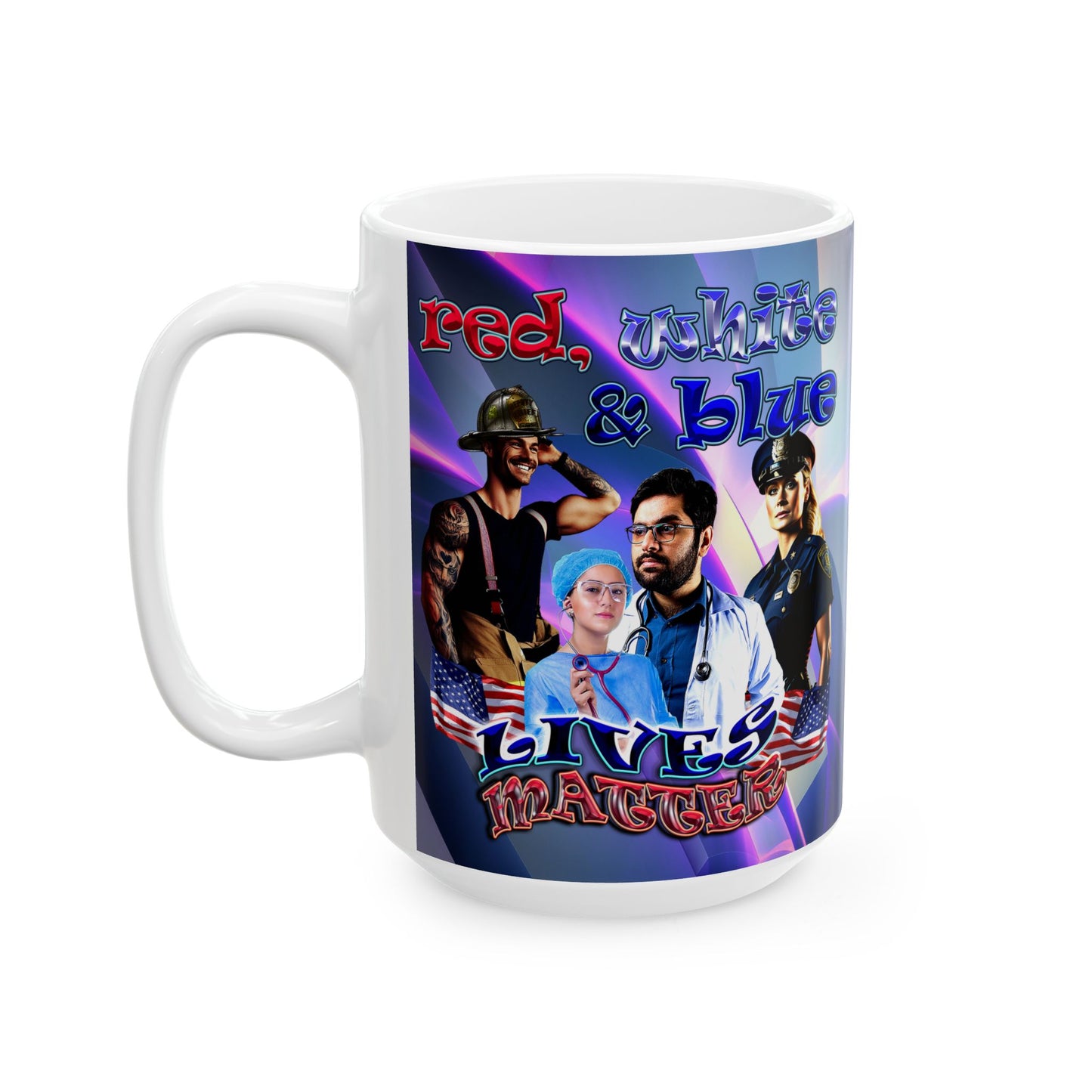 rw&b lives matter - White Mug (grey-pink wave)