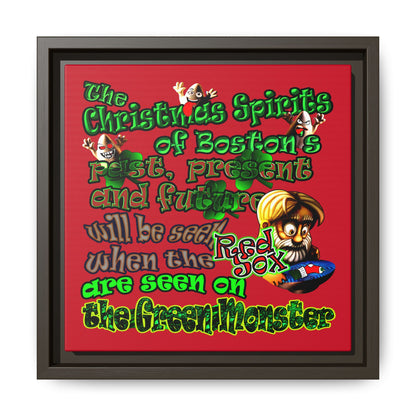 christmas spirits of boston - framed canvas art (dark red)