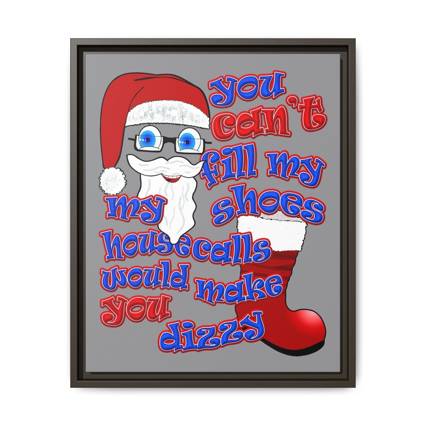 santa's shoes - framed canvas art (grey)