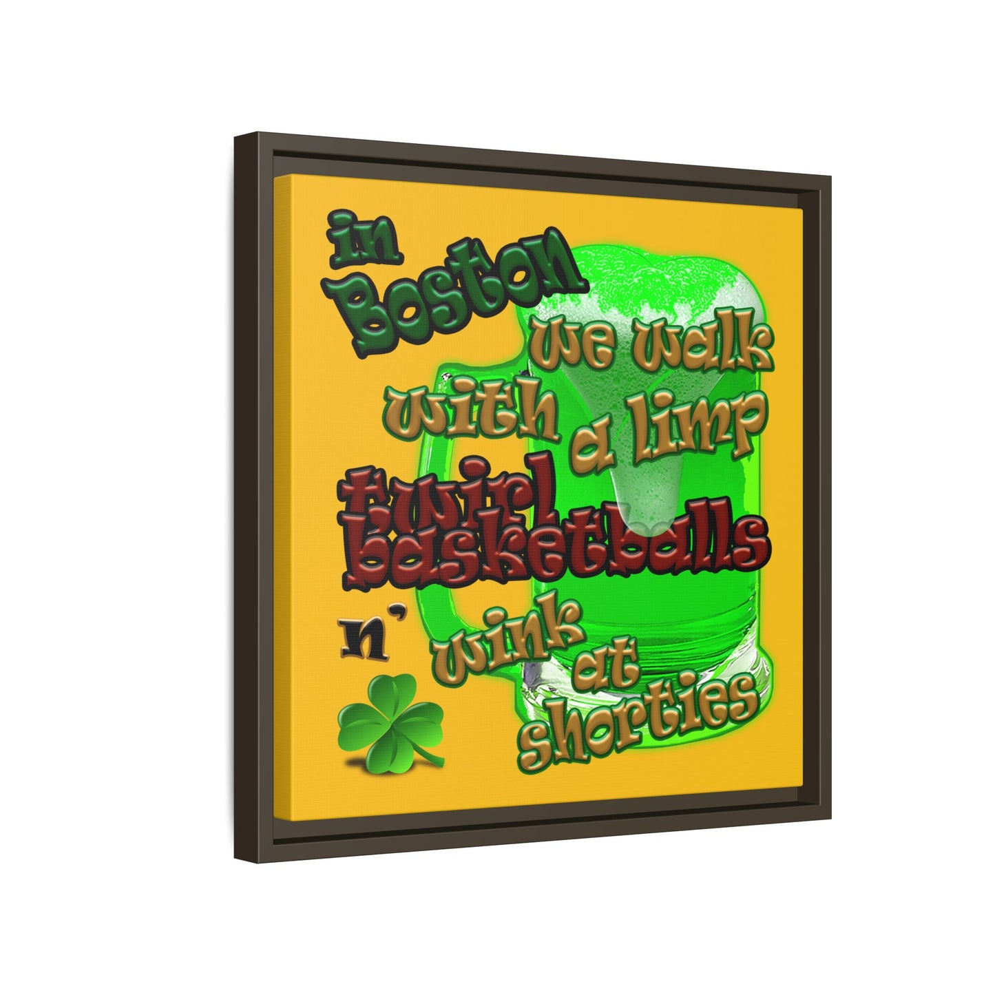 celtics logo - framed canvas art (yellow)
