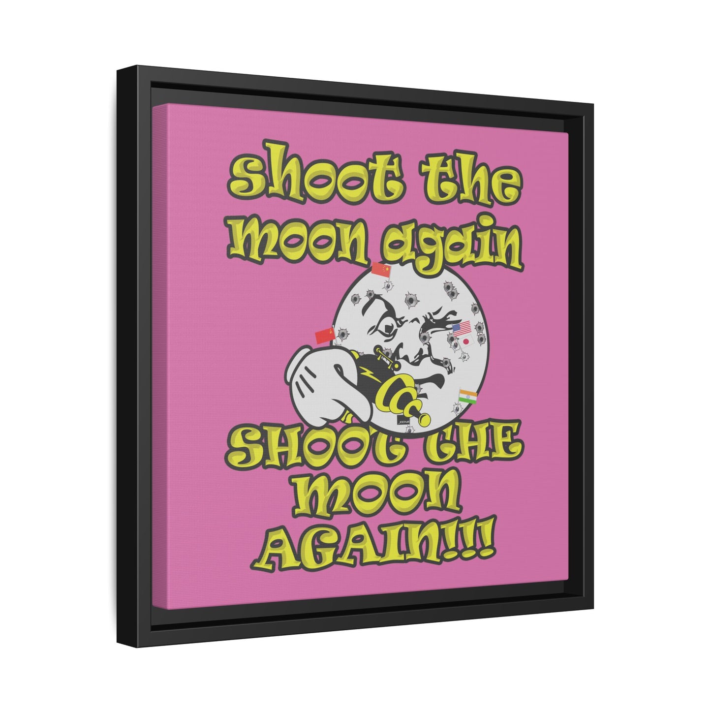 shoot the moon again - framed canvas art (light pink)