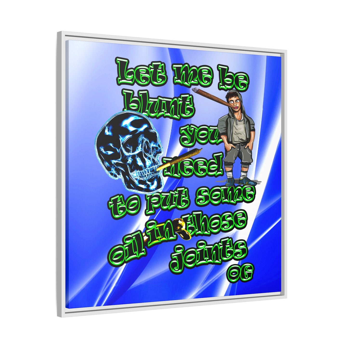 og - framed canvas art (blue-white wave)
