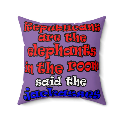 donkeys and elephants - Faux Suede Square Pillow - (light purple)