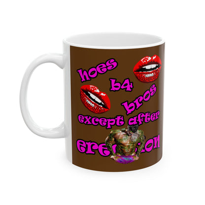 hoes b4 bros - White Mug (brown)