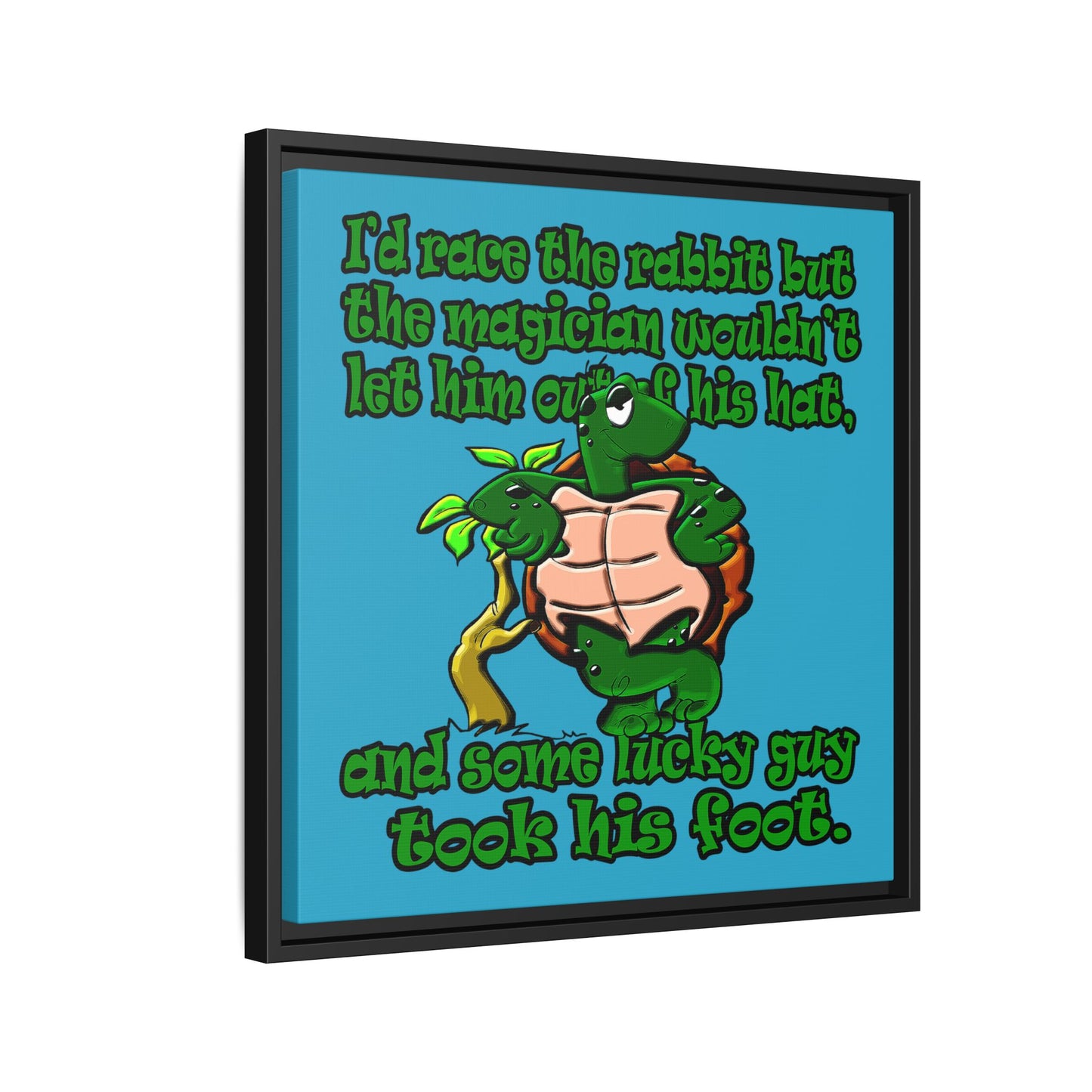 turtle race - framed canvas art (turquoise)