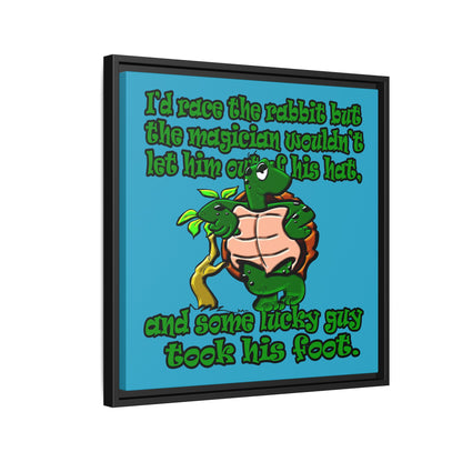 turtle race - framed canvas art (turquoise)
