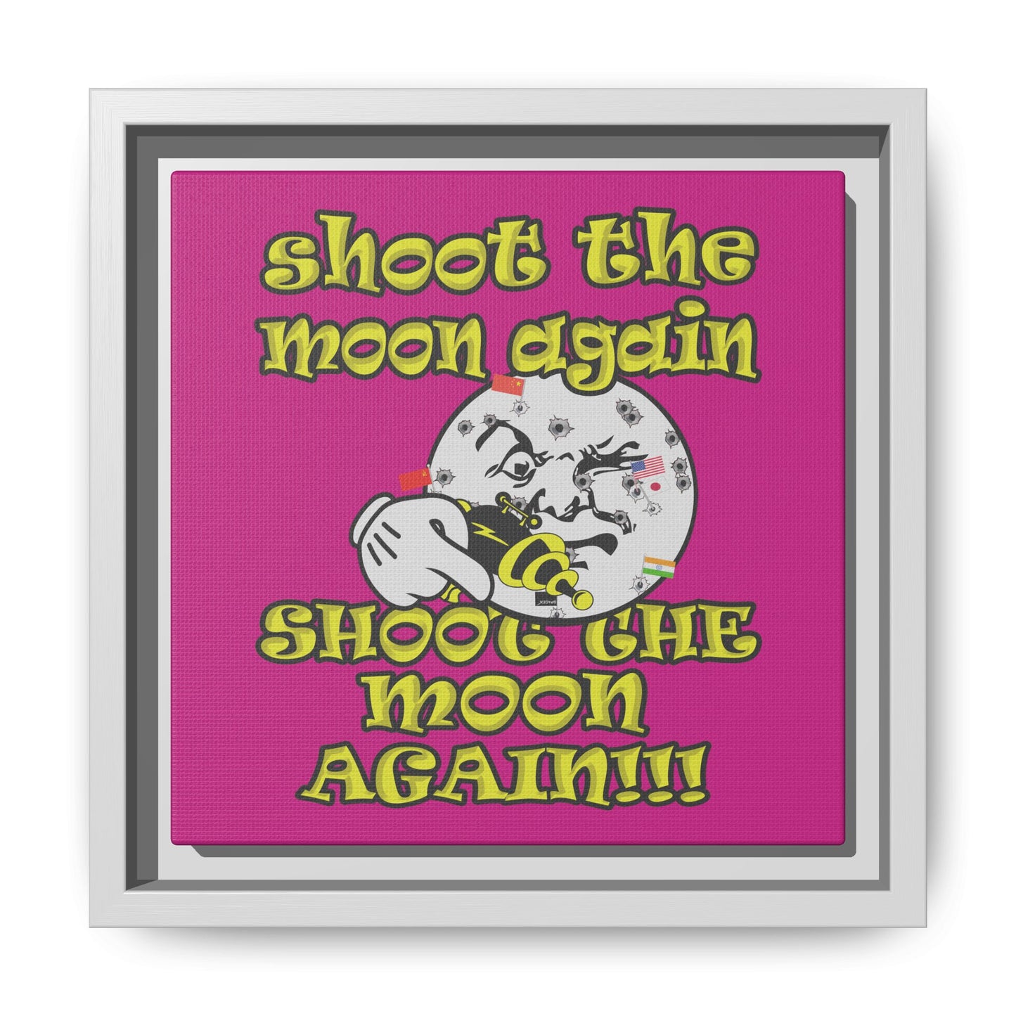 shoot the moon again - framed canvas art (pink)