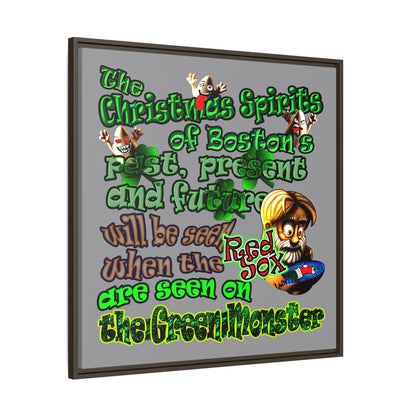 christmas spirits of boston - framed canvas art (grey)