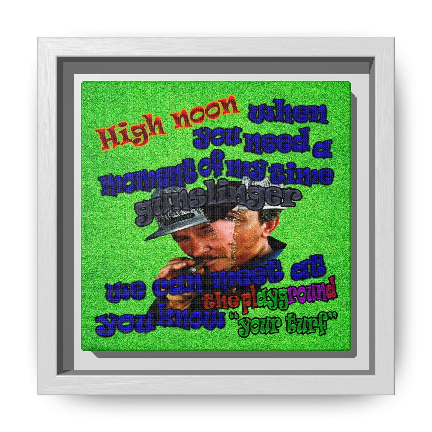 high noon - framed canvas art (green turf)