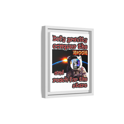 defy conquer reach - framed canvas art (white)
