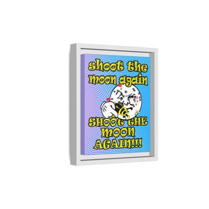 shoot the moon again - framed canvas art (light blue-purple wave)