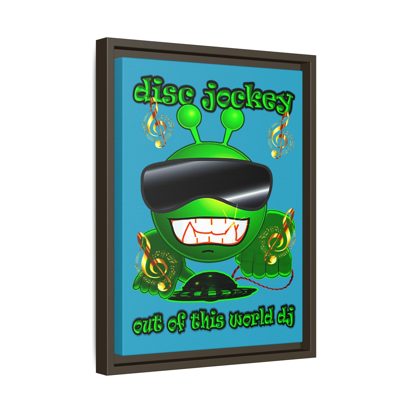 disc jockey - framed canvas art (turquoise)
