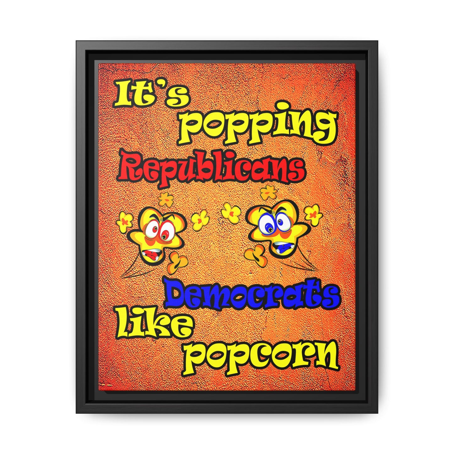 popping like popcorn - framed canvas art (burnt orange)