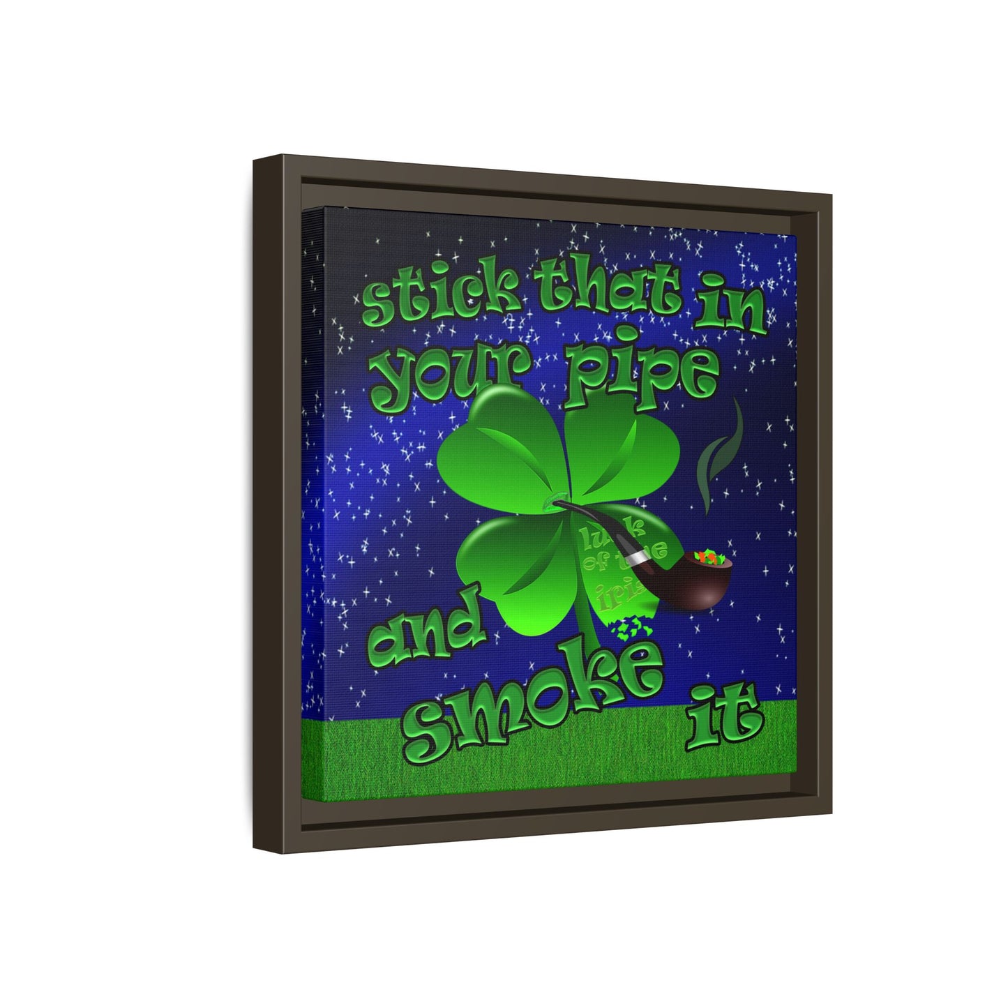 stick that in your pipe and smoke it - framed canvas art ('snoops' background)