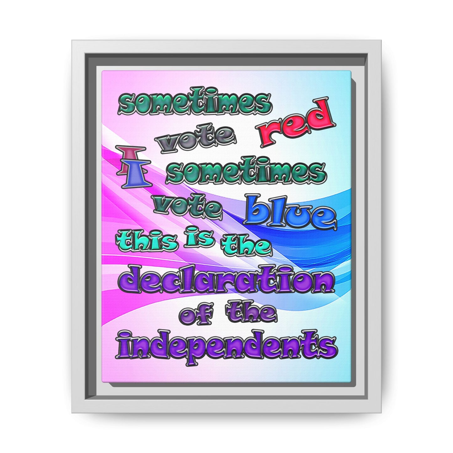 declaration of the independents - framed canvas art (light blue-pink wave)