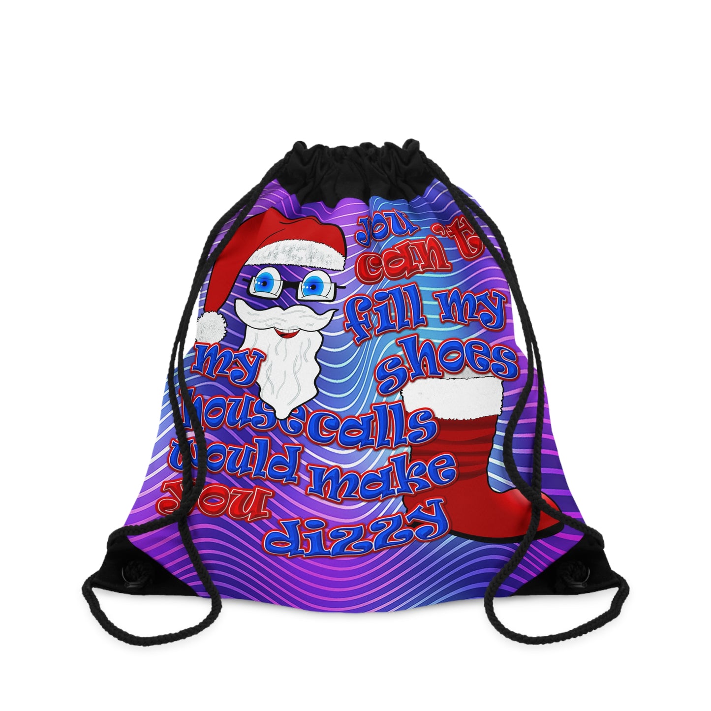 santa's shoes - Drawstring Bag (purple wave)