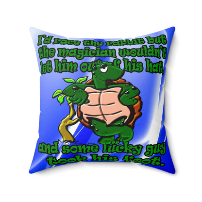 turtle race - Spun Polyester Square Pillow - (blue-white wave)