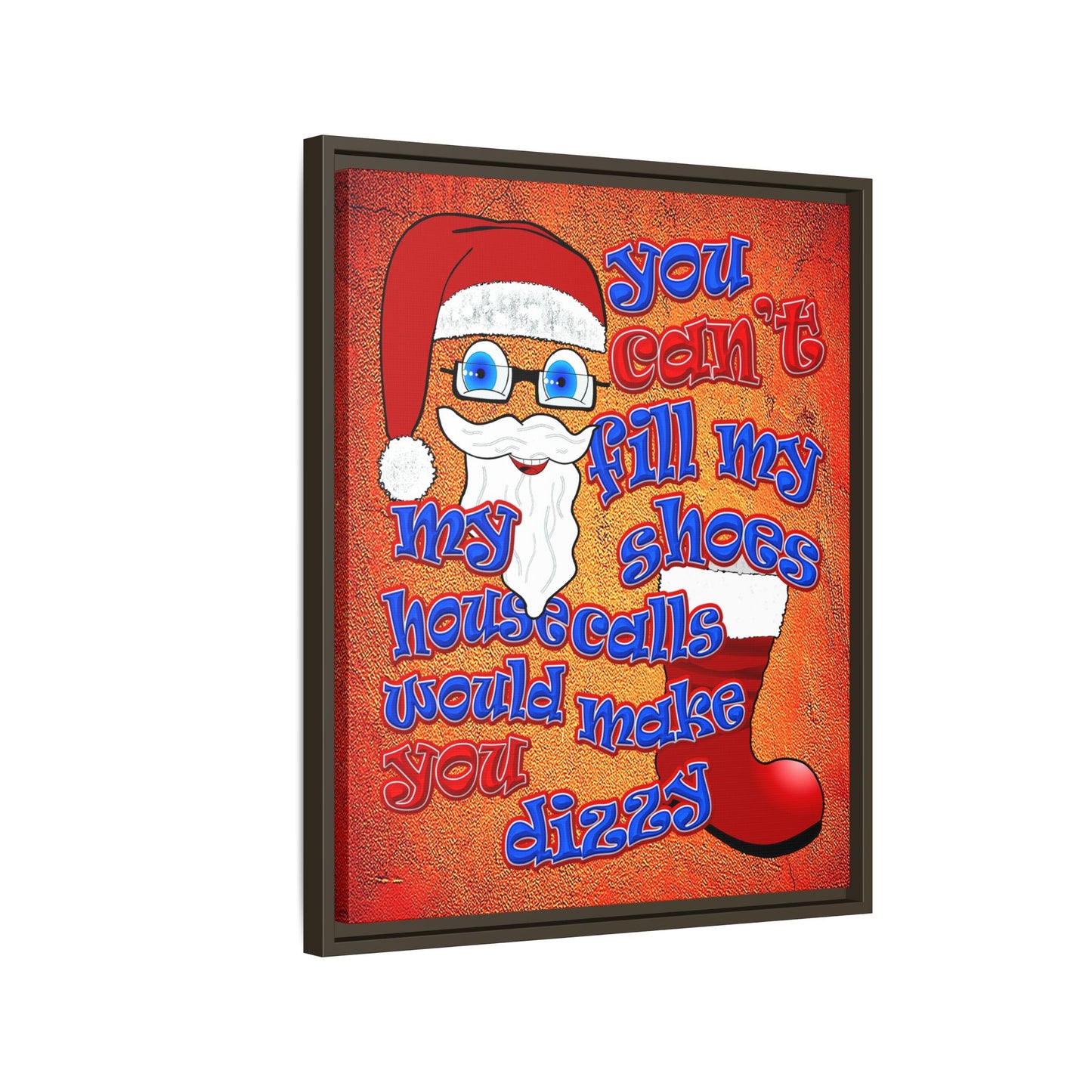 santa's shoes - framed canvas art (burnt orange)
