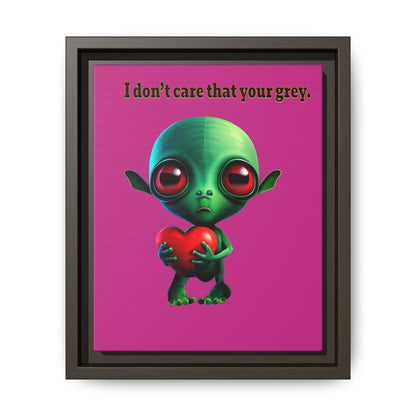 I don't care that your grey - framed canvas art (pink)