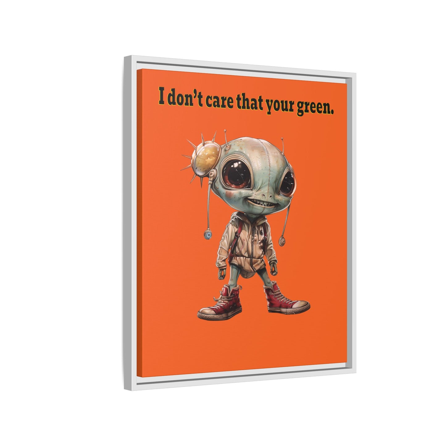 I don't care that your green - framed canvas art (orange)